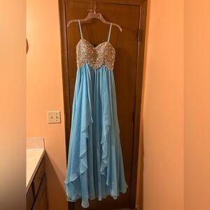 LAST CHANCE | Sherri Hill embellished bodice turquoise blue strapless gown
